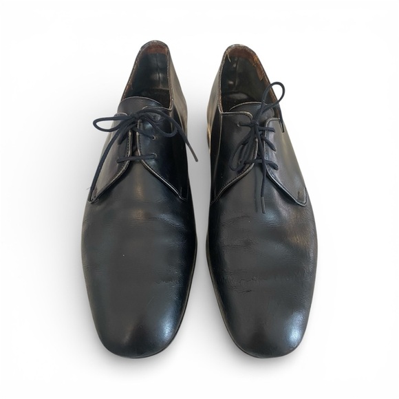 GP Italia Plain Toe Derby Shoes – Black Leather – Made in Italy SZ 8.5
